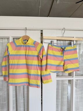 Mini Rodini Pastel Stripe Swim Set - Blue, Pink, Yellow